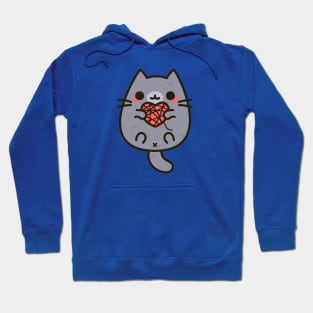 Cute kitty with heart yarn Hoodie